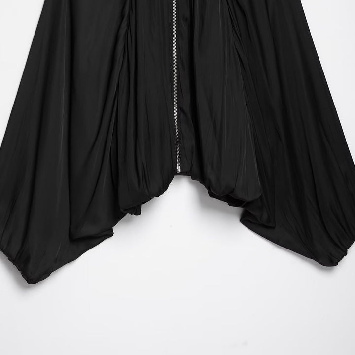 Damen Gefaltete Cropped Capejacke mit Reißverschluss und balloniertem Saum Echoarchiv