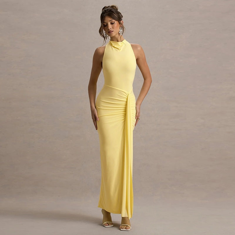 Damen Elegantes Maxikleid mit hochgeschlossenem Design und raffinierter Drapierung Echo Archiv