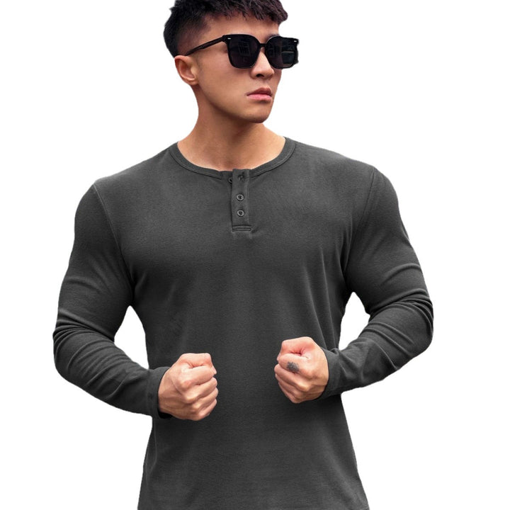 Herren stylisches Langarmshirt mit modernem Knopfverschluss Echoarchiv