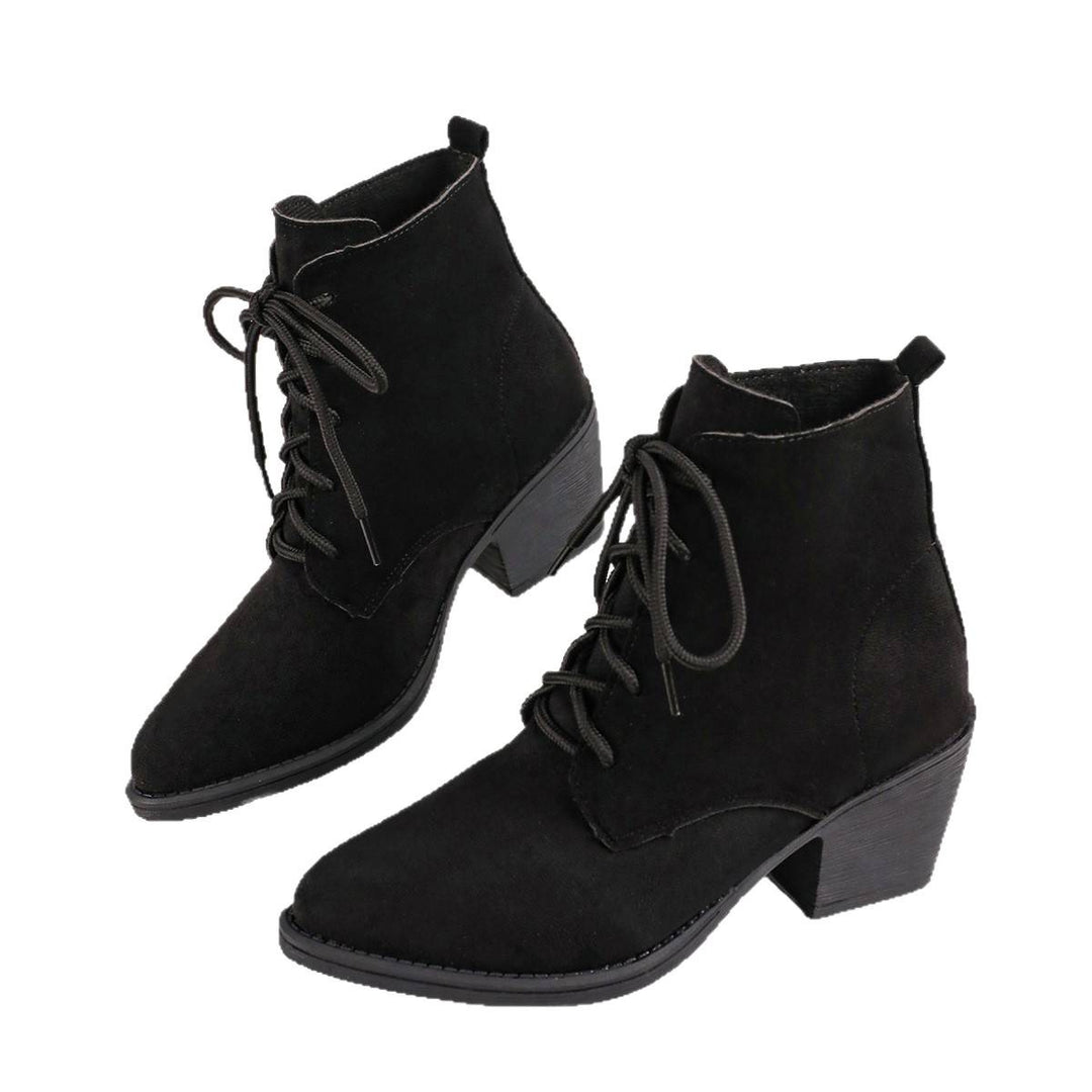 Damen Modische Wildleder Stiefeletten mit Blockabsatz Echo Archiv