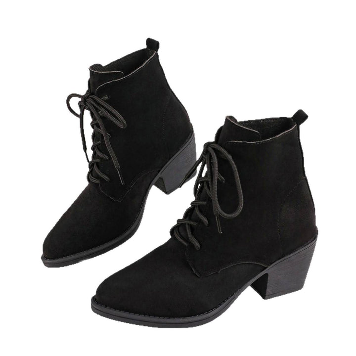 Damen Modische Wildleder Stiefeletten mit Blockabsatz Echo Archiv