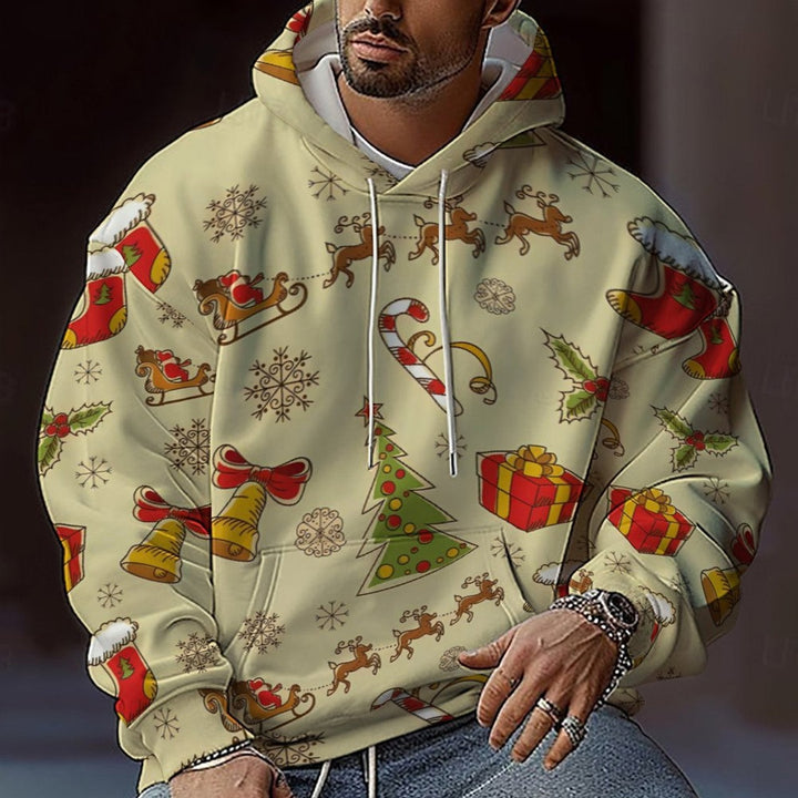 Herren Weihnachts-Hoodie mit farbenfrohem grafischen Design und bequemer Passform Echoarchiv