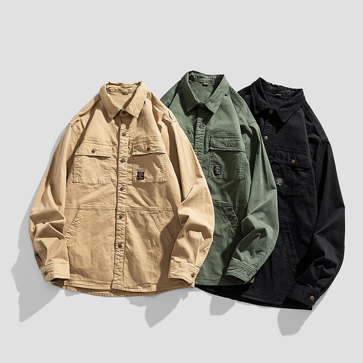 Herren Lässige Overshirt-Fieldjacke im Utility‑Stil mit Brust- und Eingrifftaschen Echo Archiv