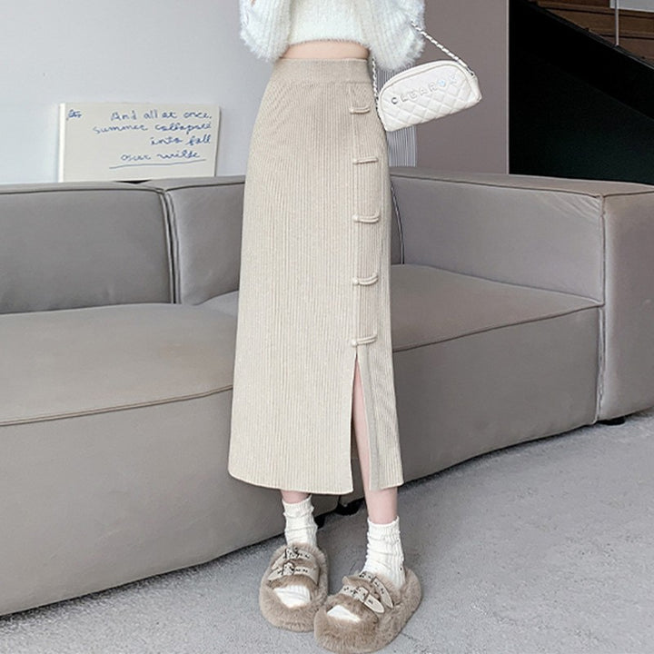 Damen Eleganter und raffinierter Strickrock mit Seitenschlitz Echo Archiv