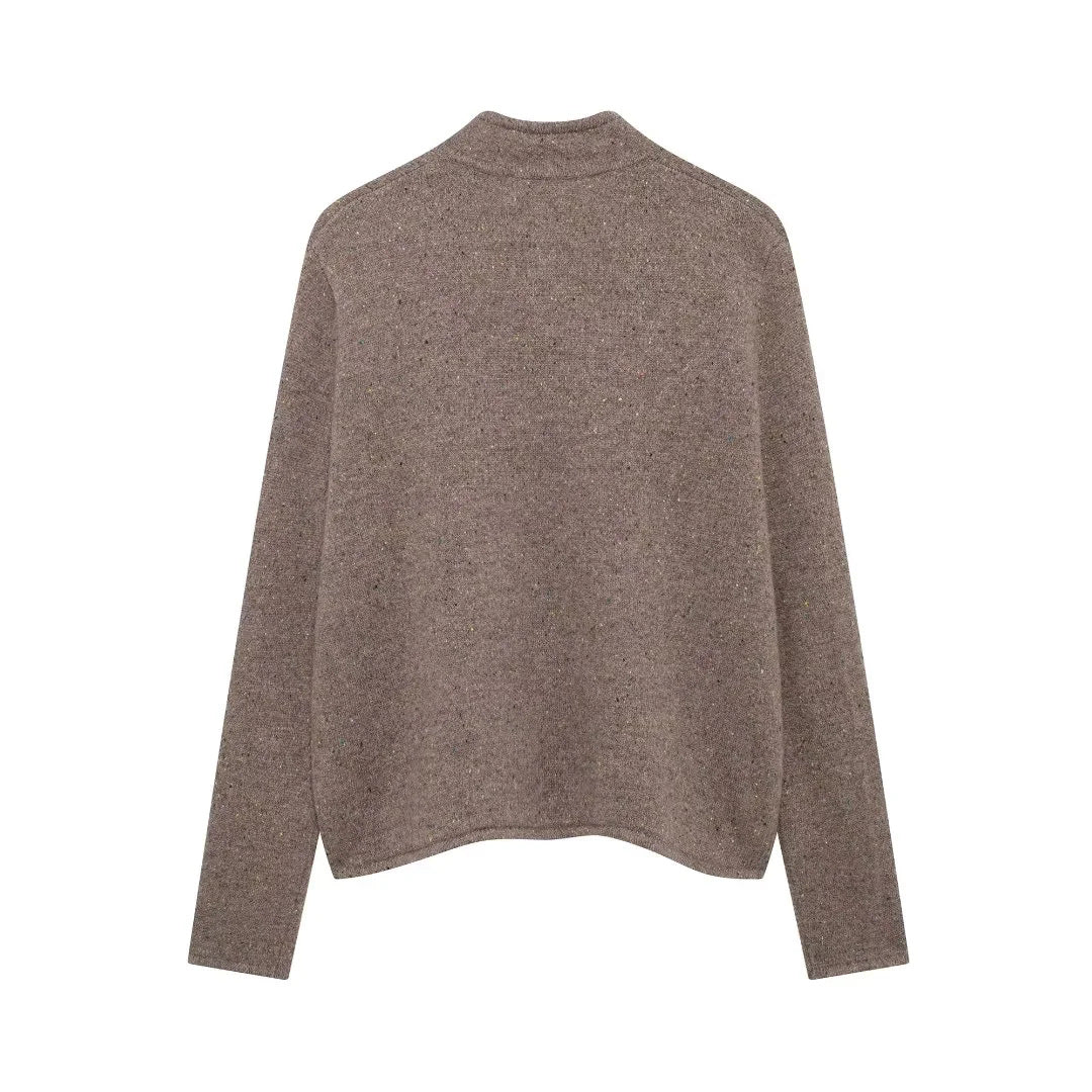 Damen offener Strickcardigan mit Stehkragen und aufgesetzten Taschen – Veloura