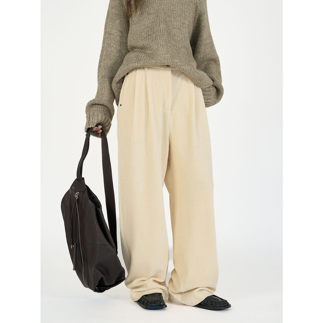 Damen Weite Cordhose mit hoher Taille, Bundfalten und Palazzo‑Schnitt Echoarchiv