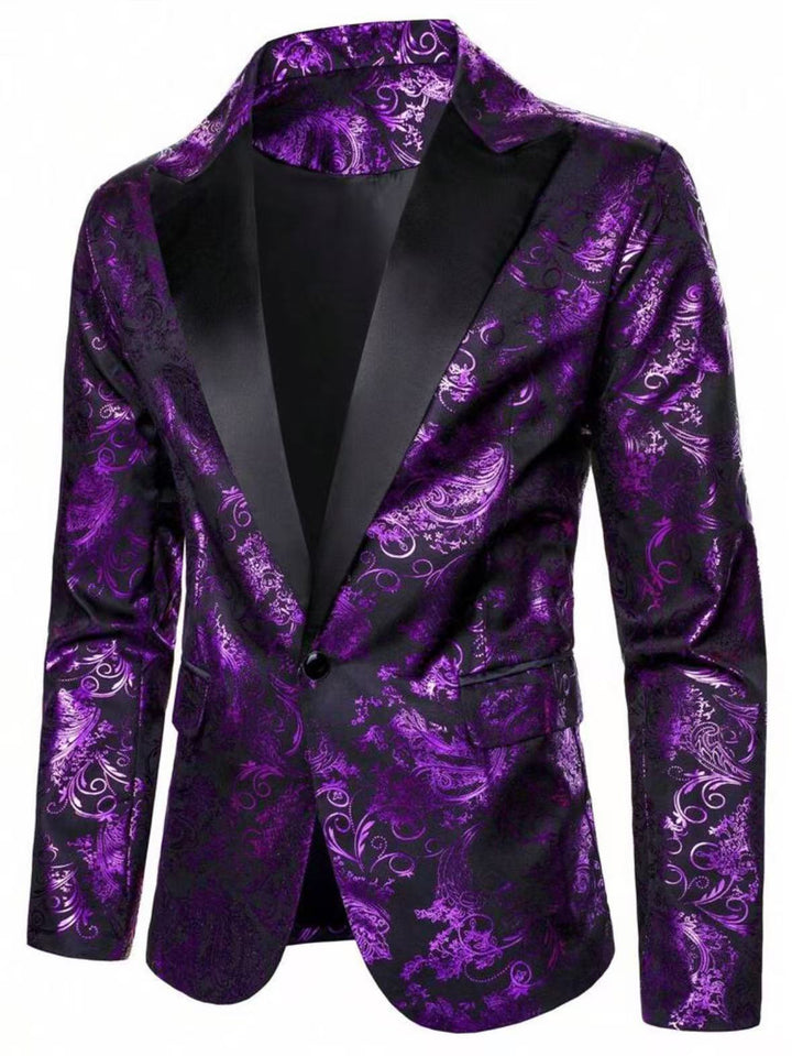 Herren eleganter Samt Blazer mit floralem Muster Echoarchiv