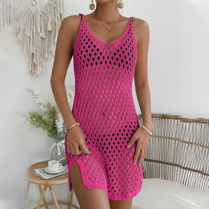 Damen gehäkeltes Strandkleid mit transparentem Netzdesign Echo Archiv