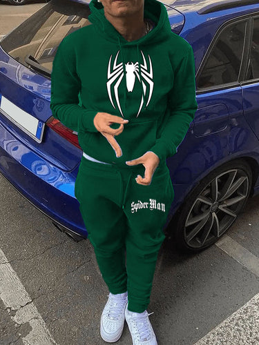 Herren Sportliches Kapuzenpullover und Jogginghose Set mit auffälligem Spider-Motiv Echoarchiv