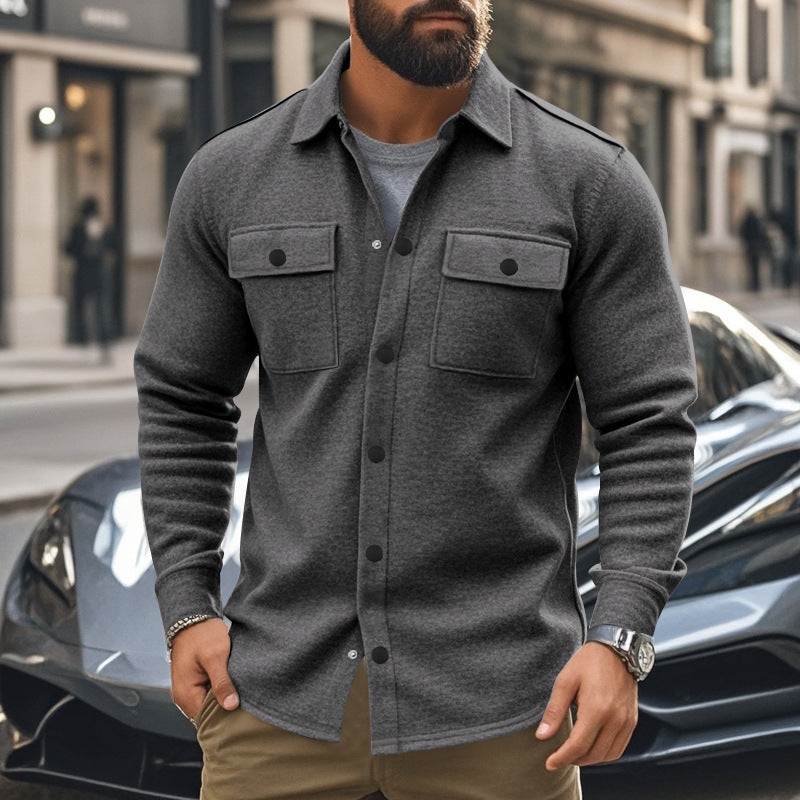Herren Overhemdjacke mit zwei aufgesetzten Taschen und strukturiertem Stoff Echoarchiv