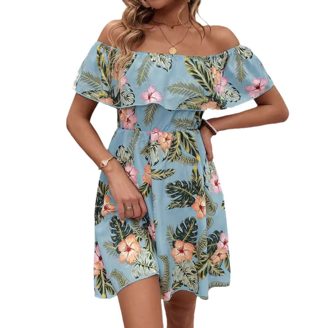 Damen nan schulterfreies Midikleid mit Volantoberteil, elastischer Taillenpartie und ausgestelltem A-Linien-Rock Echo Archiv