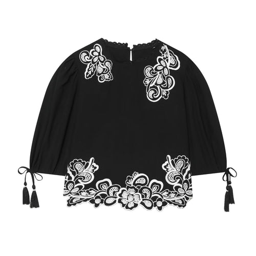 Damenbluse mit floraler Spitze und Volantärmeln Echo Archiv