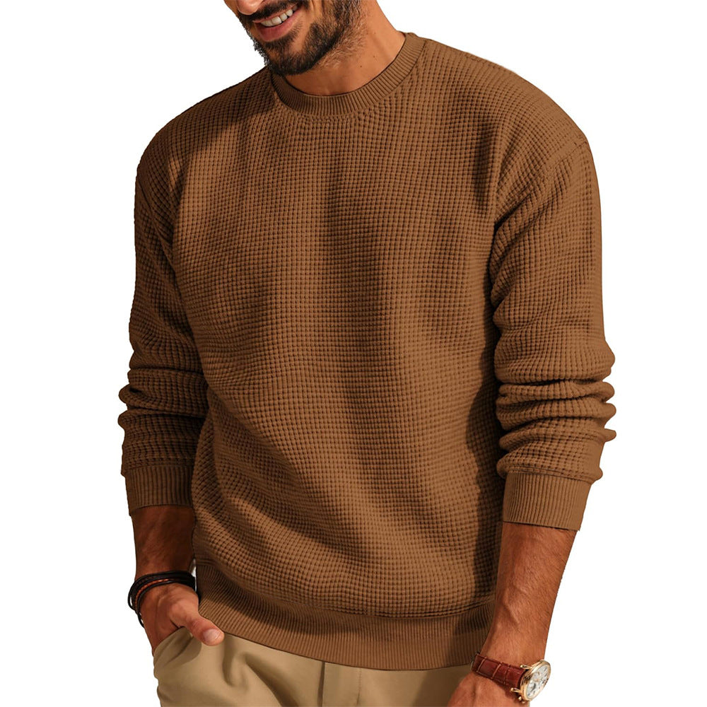 Herren Waffelstrick-Pullover mit Rundhalsausschnitt Echo Archiv