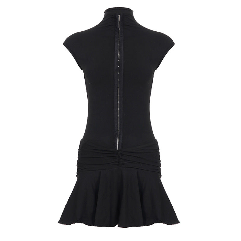 Damen Elegantes Wickelkleid mit hochgeschlossenem Kragen und Rüschenelementen Echo Archiv