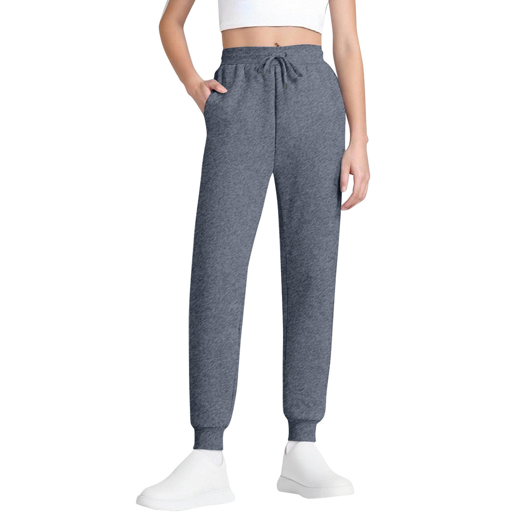 Damen schlanke hochgeschnittene Jogginghose mit Tunnelzug, Eingrifftaschen und Bündchen – Avélisse