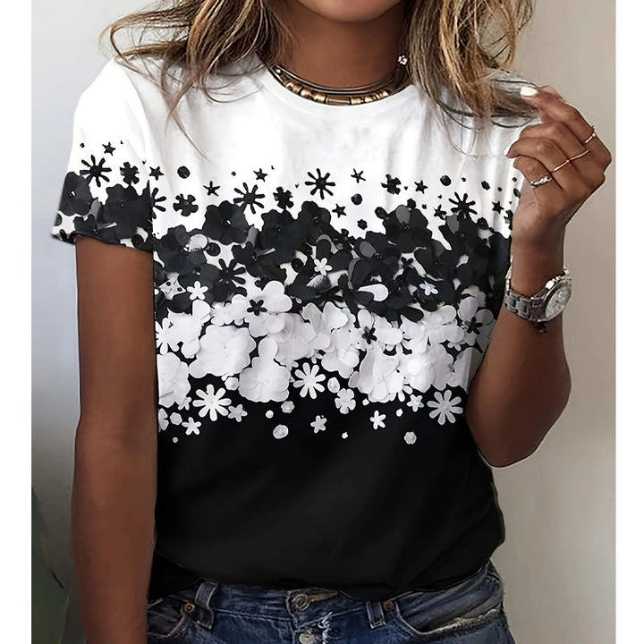 Damen T-Shirt mit floralem Design und Echoarchivrnem Schnitt Echoarchiv