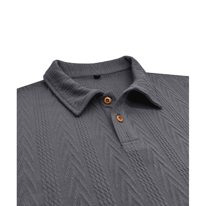 Herren Poloshirt mit strukturiertem Gewebemuster und knöpfbarem Kragen Echoarchiv