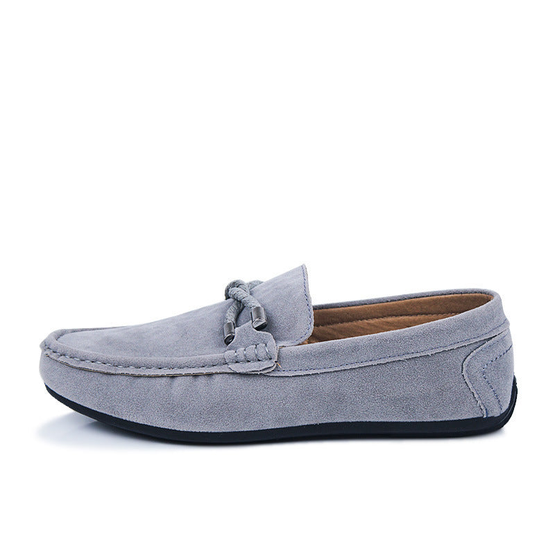 Damen weicher Veloursleder Mokassin Loafer mit geflochtener Dekorschnur und flexibler Gummisohle Echo Archiv