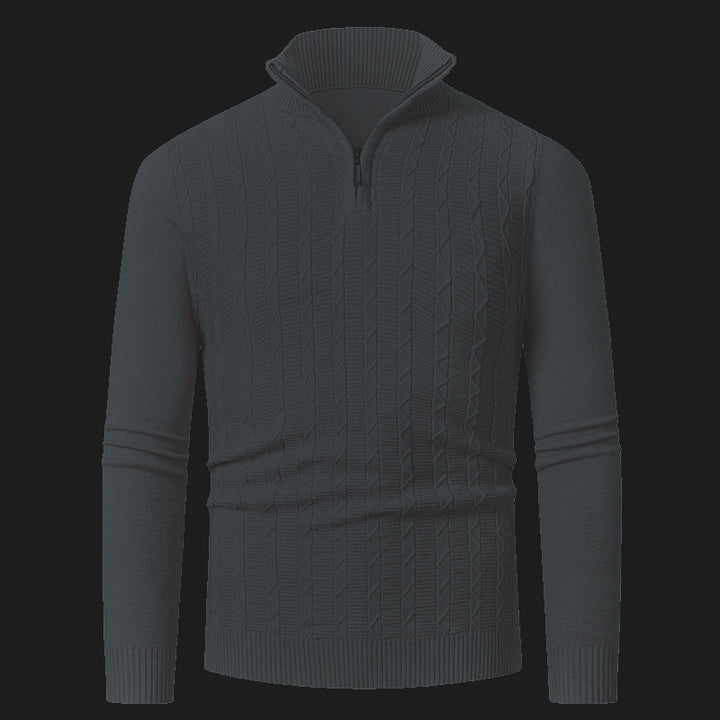 Herren Strickpullover mit modernem Kragen und Reißverschluss Echoarchiv