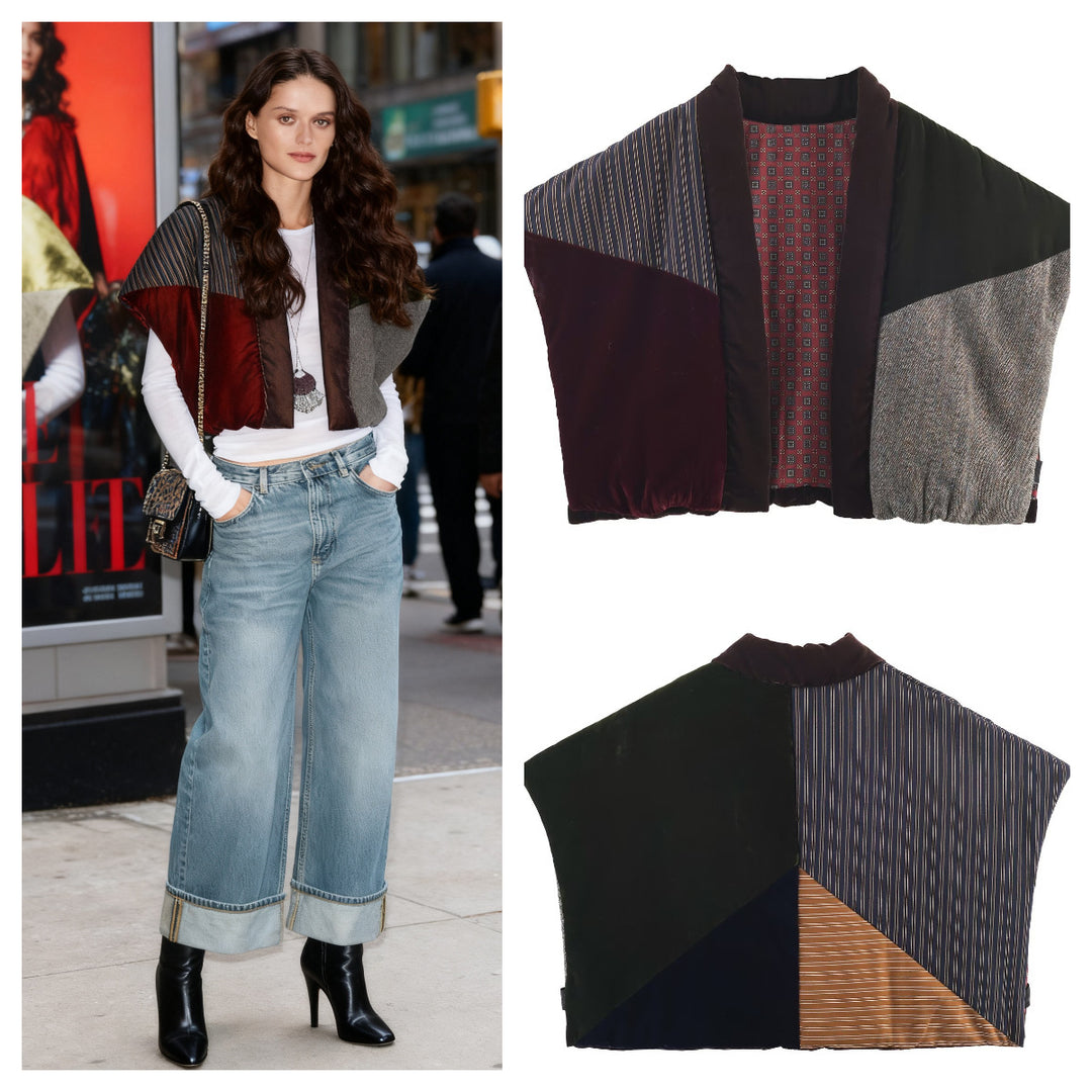 Damen Gestepptes Patchwork-Weste mit voluminösem Schalkragen Echo Archiv
