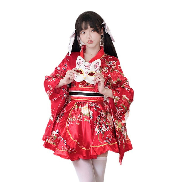 Damen Kimono-Kleid mit eleganter Schärpe und weitem Ärmel Echo Archiv