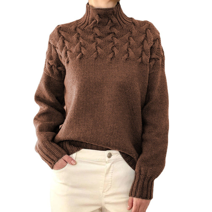 Damen nan Strickpullover mit Zopfstruktur und hohem Rollkragen Echo Archiv
