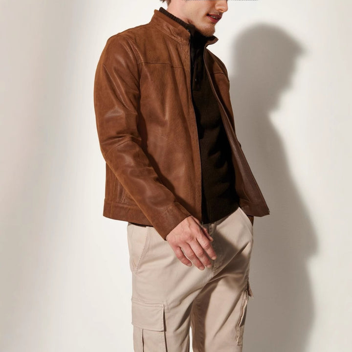 Herren Lederjacke mit strukturiertem Design Echoarchiv
