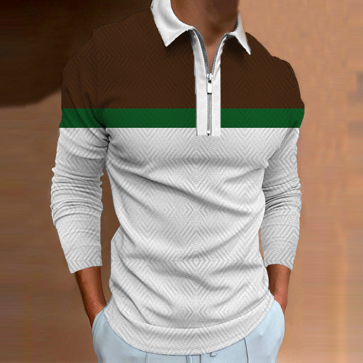 Herren Langarm Poloshirt mit sportlichem Reißverschluss und modernen Akzenten Echoarchiv