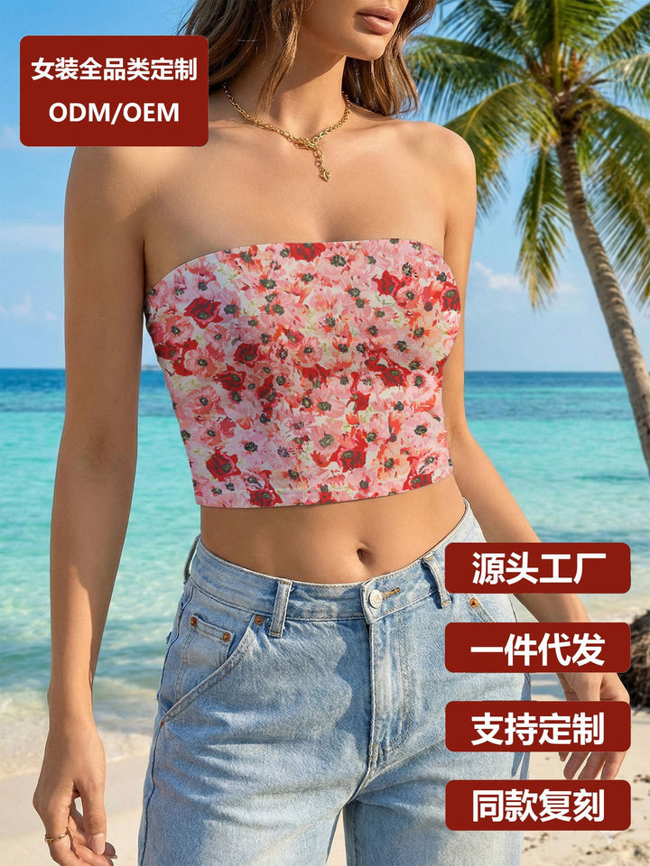 Damen Bandeau-Top mit trendigem grafischen Design und elastischem Stoff Echo Archiv