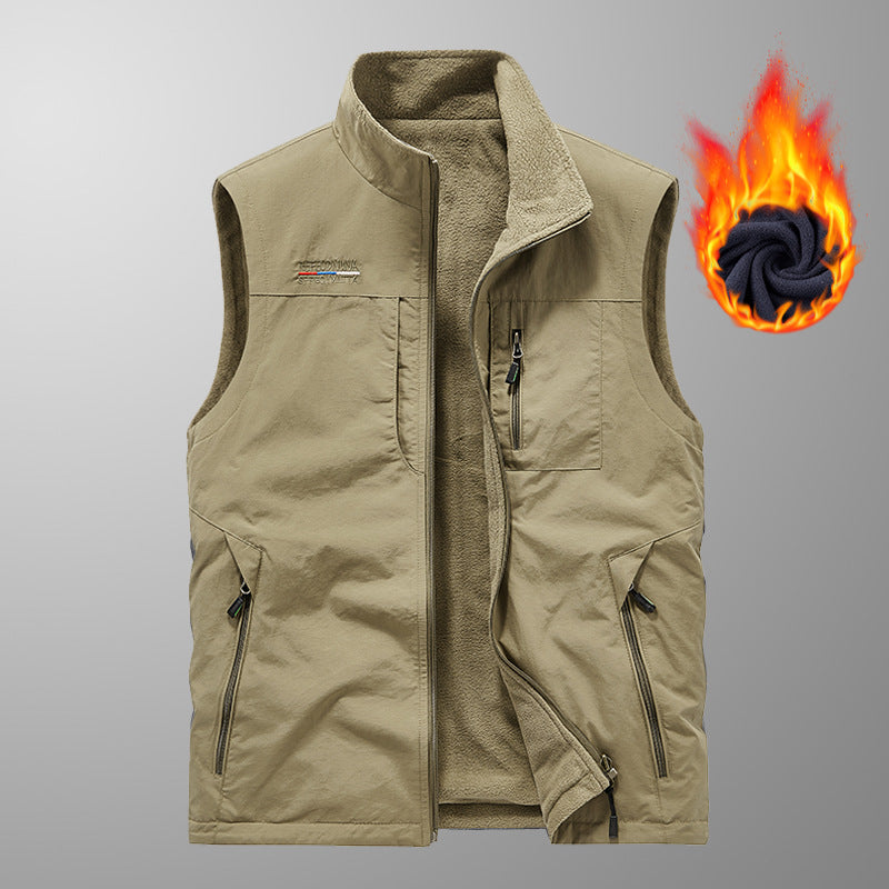 Herren gep adds thermalweste mit Fleece-Futter, winddichte Außenseite und mehreren mit Reißverschluss versehenen Taschen – Marzano