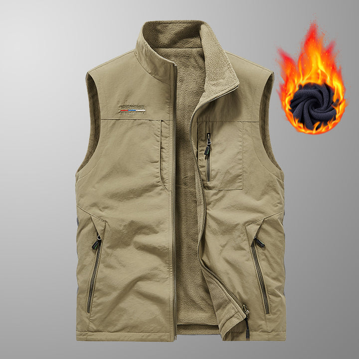Herren gep adds thermalweste mit Fleece-Futter, winddichte Außenseite und mehreren mit Reißverschluss versehenen Taschen – Marzano