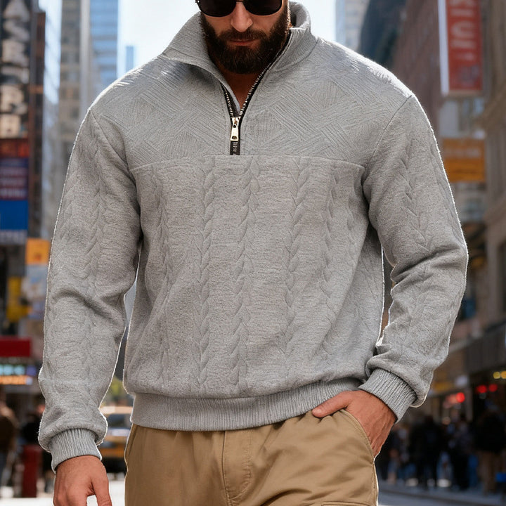 Herren Fleece-Pullover mit hohem Kragen und Reißverschluss Echoarchiv