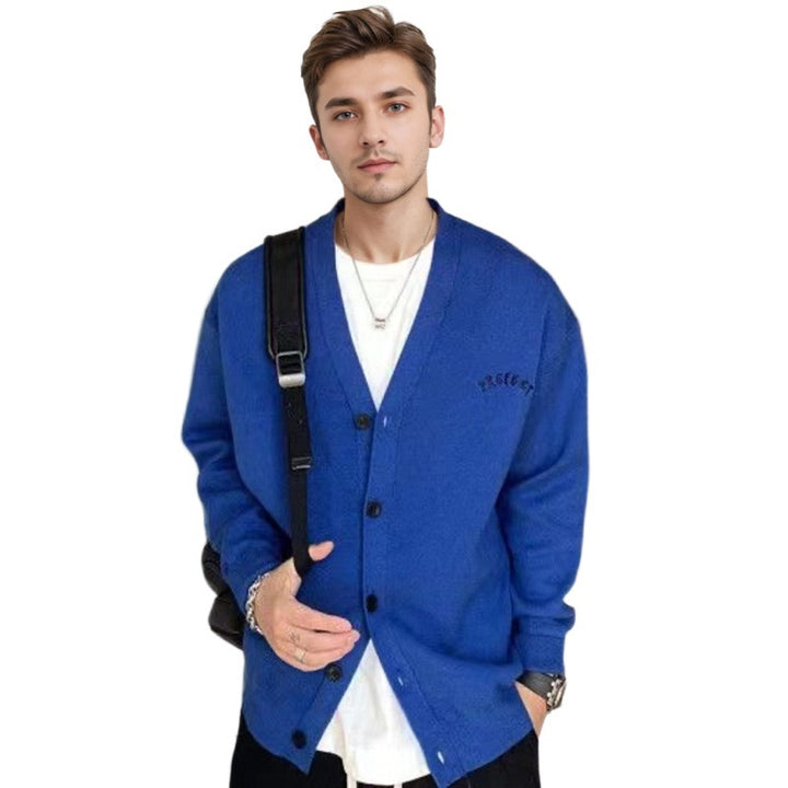 Herren Oversized-Strickpullover mit großflächigem Jacquard-Gesichtsmotiv und geripptem Saum Echoarchiv
