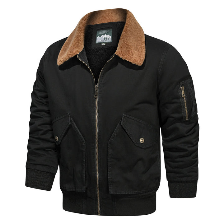 Herren Vintage Canvas Bomberjacke mit Sherpa-Kragen und verstärkten Klappentaschen Echo Archiv