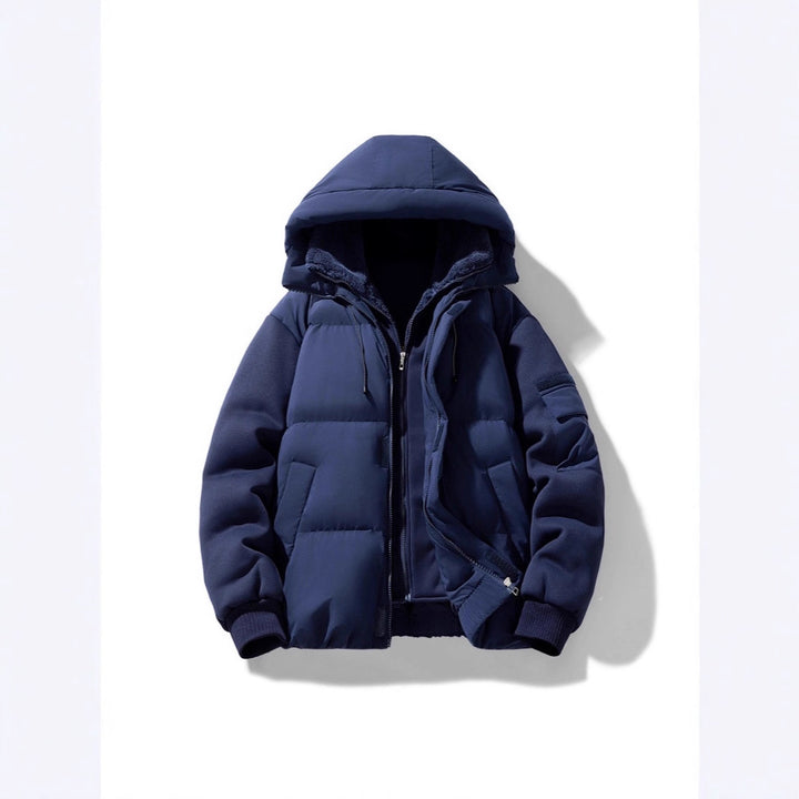 Herren Wattierte Kapuzenjacke mit Teddyfutter und kontrastierenden Softshell-Ärmeln Echo Archiv