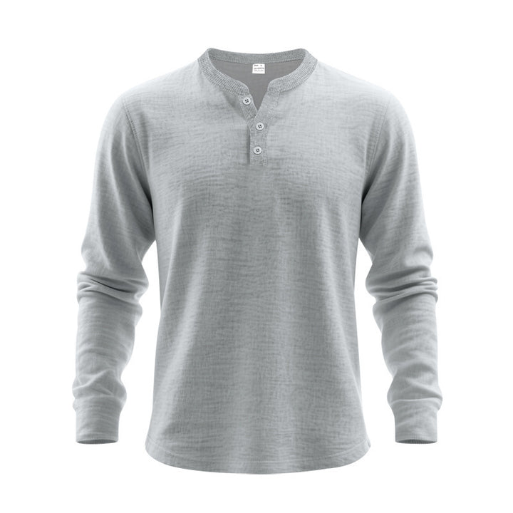 Herren Langarm Henley-Shirt aus weichem Waffelmaterial Echoarchiv