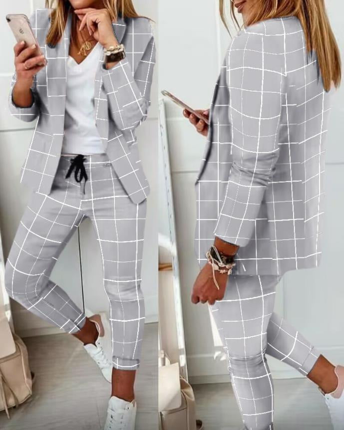 Damen Karierte Slim-Fit Jogginghose mit Tunnelzug und Knöchellangem Schnitt – Avélisse