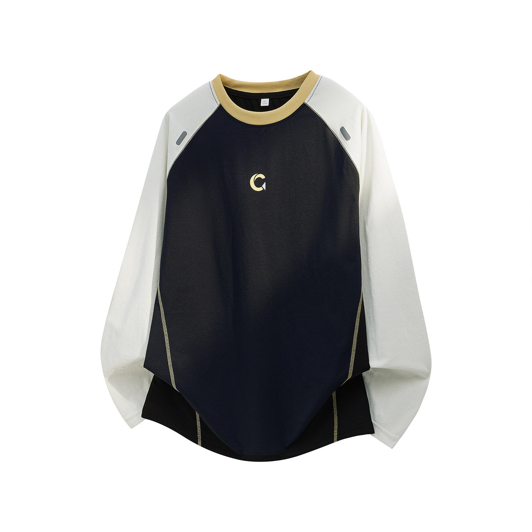 Unisex Oversize Raglan‑Sweatshirt mit kontrastierten Ärmeln, Rundhals und abgerundetem Saum Echo Archiv
