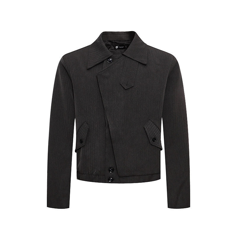 Herren kurzes asymmetrisches Twill-Blouson mit verdeckter Knopfleiste Echoarchiv