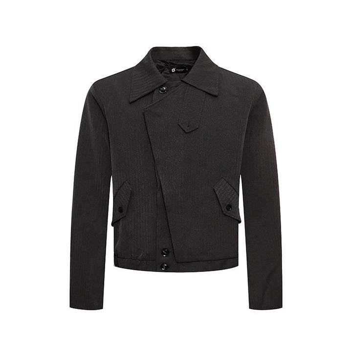 Herren kurzes asymmetrisches Twill-Blouson mit verdeckter Knopfleiste Echoarchiv
