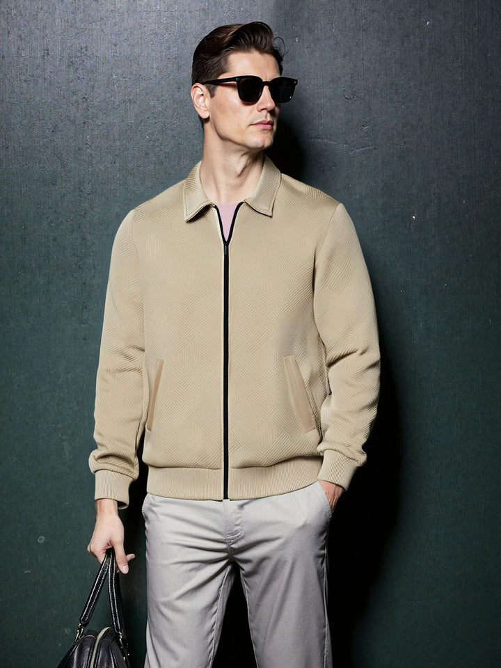 Herren sportliche Jacke mit strukturiertem Design und modernem Kragen Echoarchiv