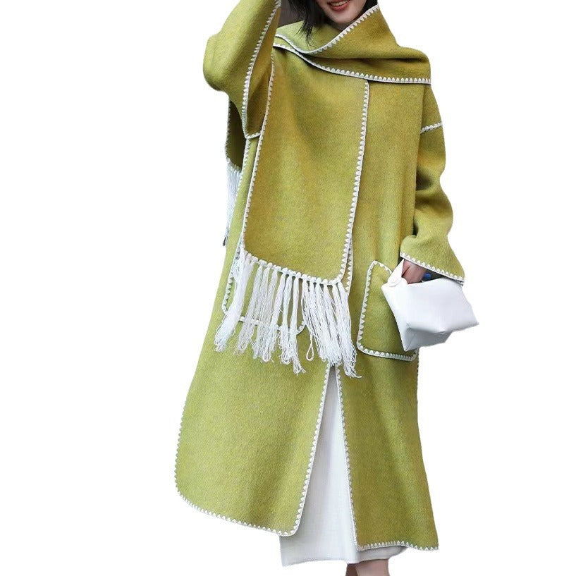 Damen Elegante und stilvolle lange Wollmantel Echo Archiv