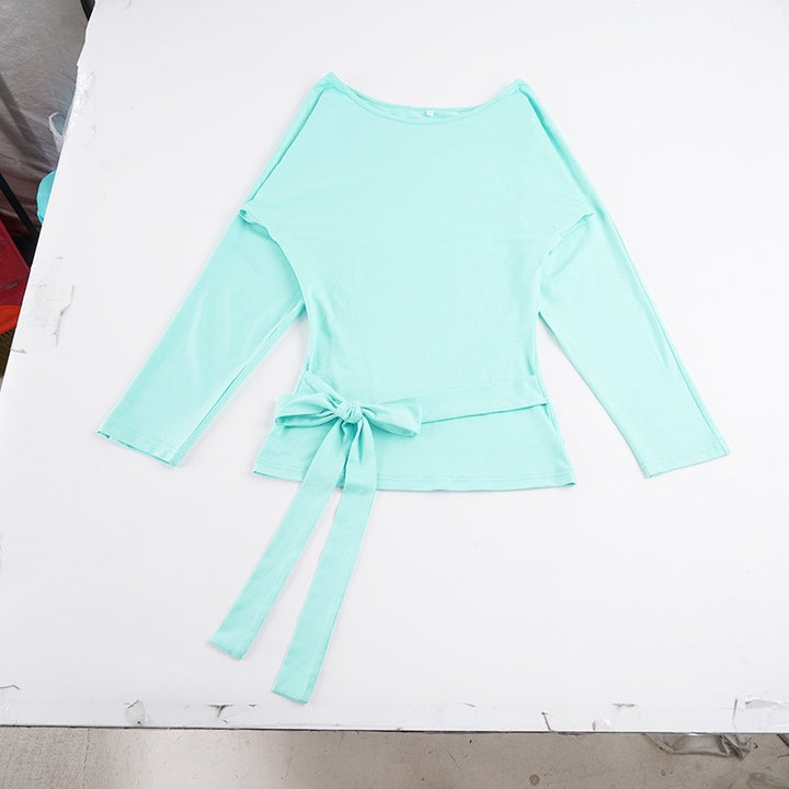 Damen Wickelshirt mit Taillengürtel und langen Ärmeln Echo Archiv