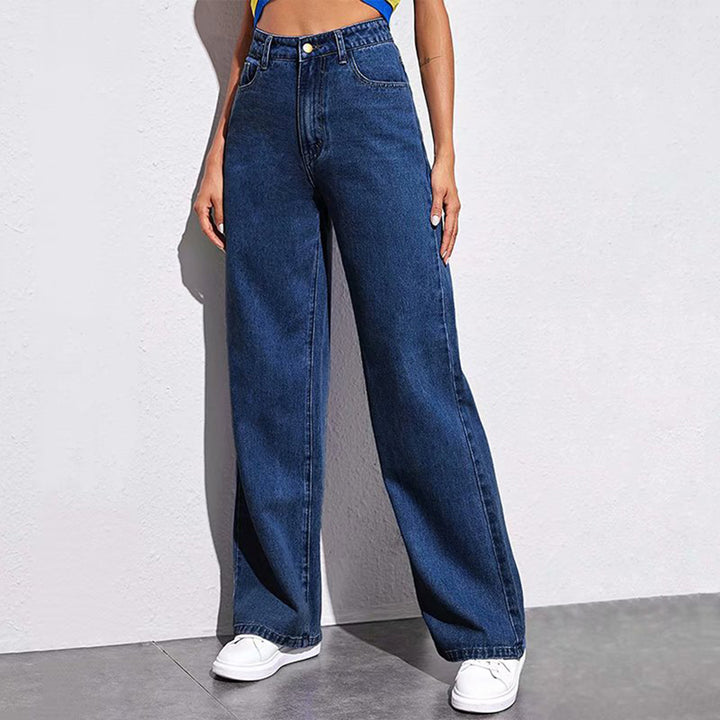 Damen nan hochgeschnittene weite Denim-Hose mit extra weitem Bein und taillierendem Bund Echo Archiv