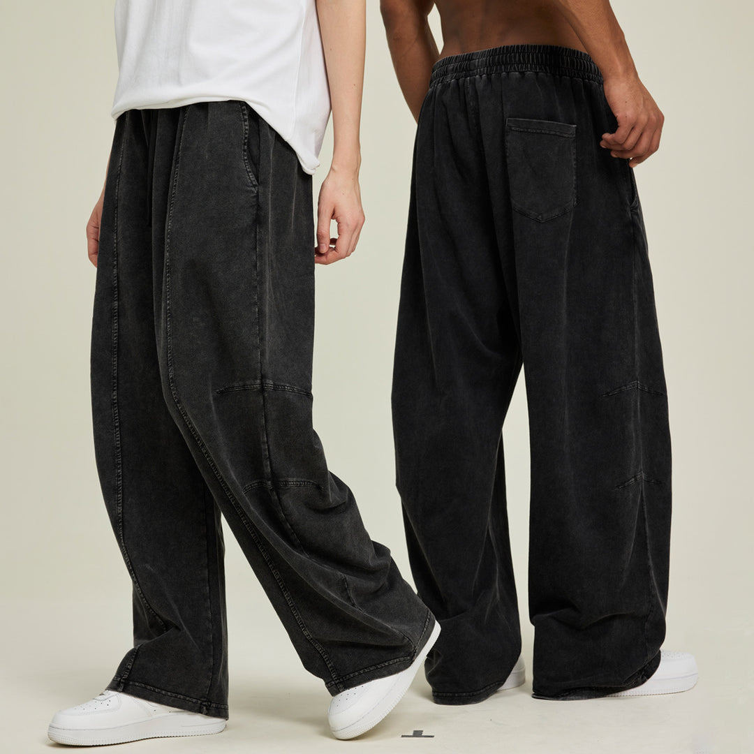 Herren Extraweite Baggy-Hose im Stonewashed-Look mit elastischem Kordelbund Echo Archiv