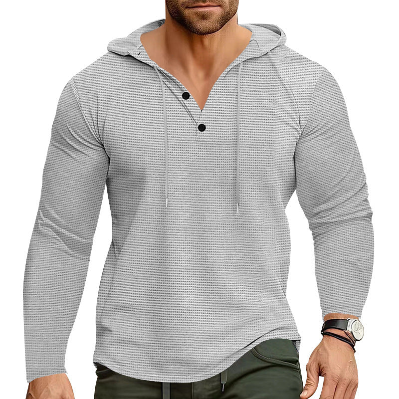 Herren modisches Hoodie-Hemd mit strukturiertem Design und modischen Knopfdetails Echoarchiv