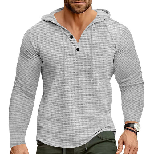 Herren modisches Hoodie-Hemd mit strukturiertem Design und modischen Knopfdetails Echoarchiv
