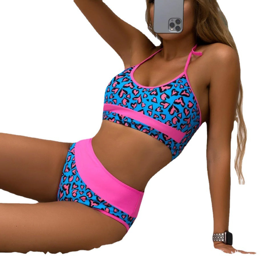 Damen Sportliches Bikini-Set mit hohem Bund und modischem Muster Echo Archiv