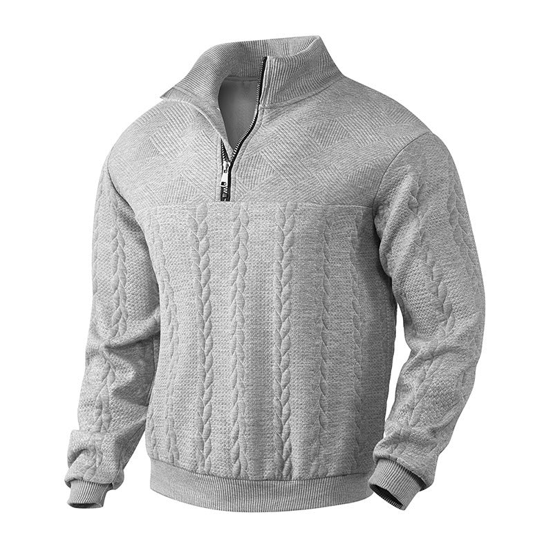 Herren hochwertiger Stehkragenpullover mit Reißverschluss und strukturiertem Design Echoarchiv