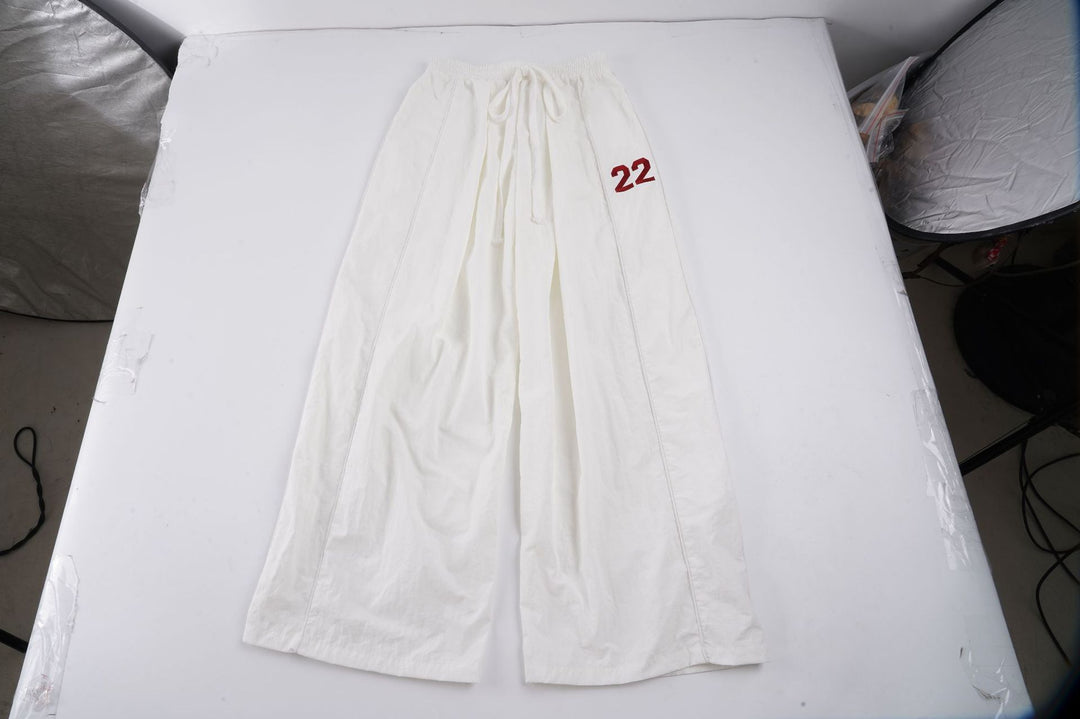 Damen Weite Leinenhose mit hohem Elastikbund, Kordelzug und legerem Palazzoschnitt – Avélisse